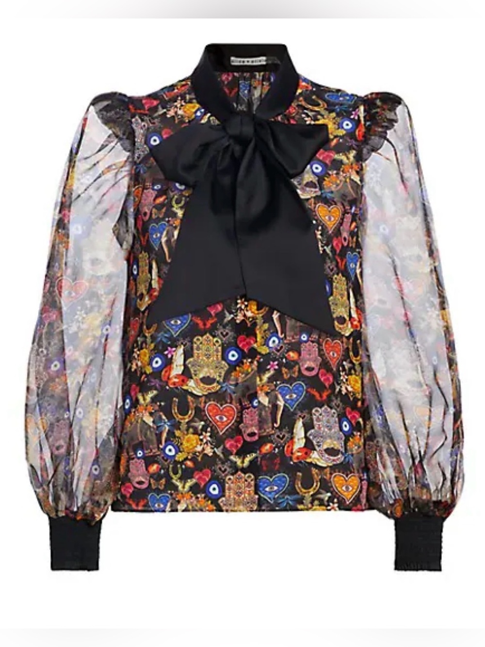 ALICE + OLIVIA Brentley Tie Neck Blouse Etherealsm